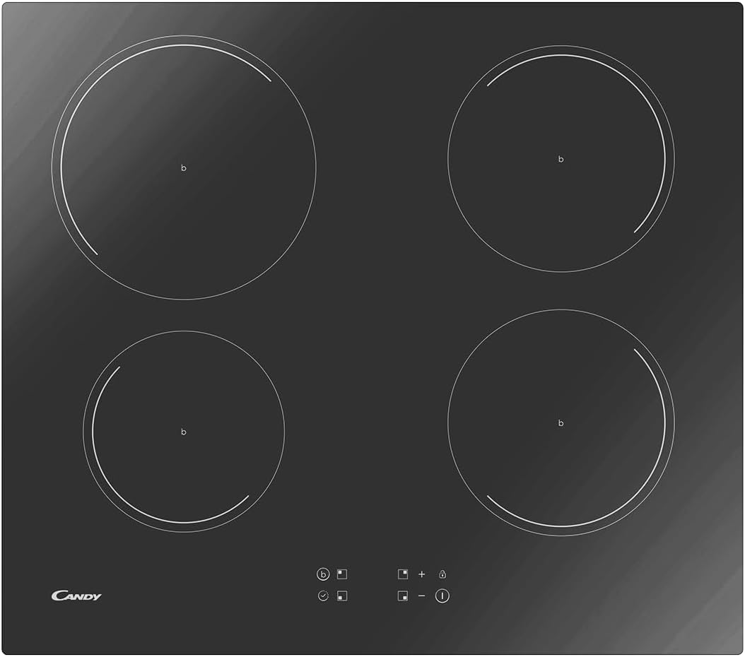 CANDY Plaque Induction, 7200 W, Puissance Réglable, Noir, 59 x 52 x 6, 2 cm, 4 Zones de Cuisson, Booster Max 2600W, Détection Automatique de Zone