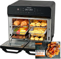 Friteuse sans huile, 2400 W, 2 paniers en acier inoxydable – HYSapientia, Noir/Argent, Four de 22 litres, 10 fonctions