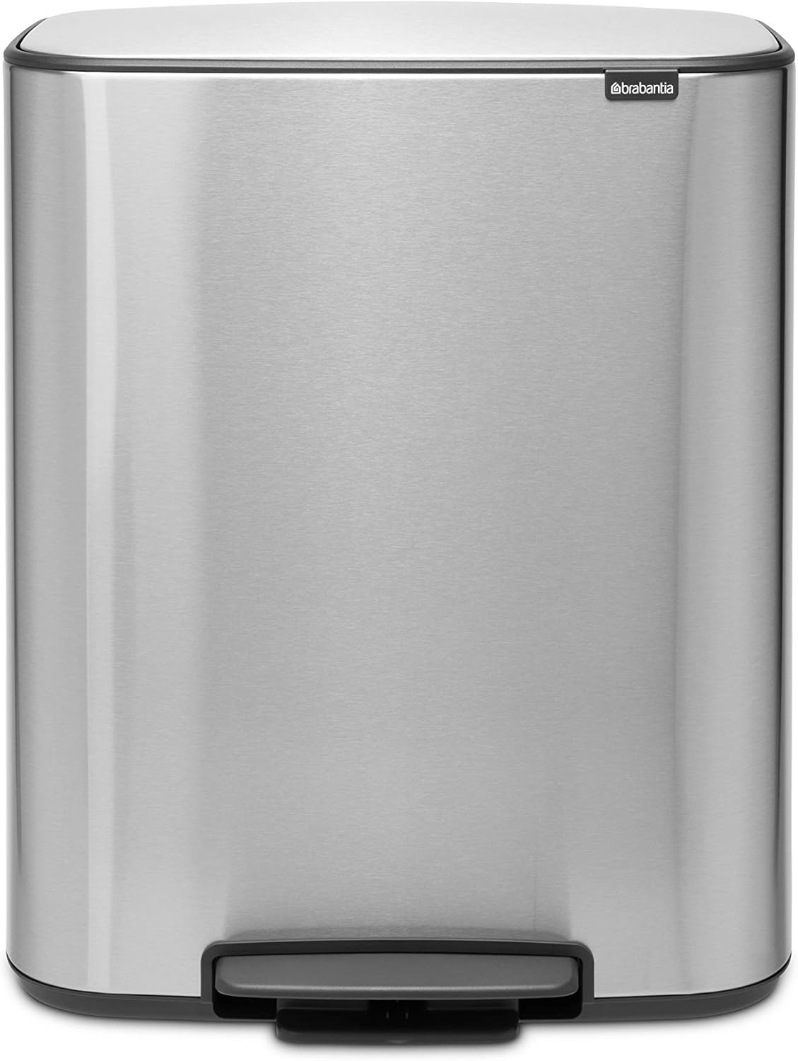 Bac à ordures de cuisine, avec 2 seaux intérieurs, Acier antitraces de doigts – Brabantia, Argent, 2 x 30L, Poubelle à pédale Bo