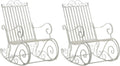 Fauteuil, Lot De 2 Fauteuils A Bascule en Fer Forgé Smilla I Rocking-Chair D'Extérieur avec Dossier, Couleur:Blanc Antique, Blanc Antique – CLP