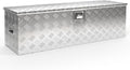 WilTec Caisse à outils en aluminium, 124 x 37 x 38 cm, Argent, 170 litres, Vérins à gaz, Boîte à outils alu ondulé, poignées