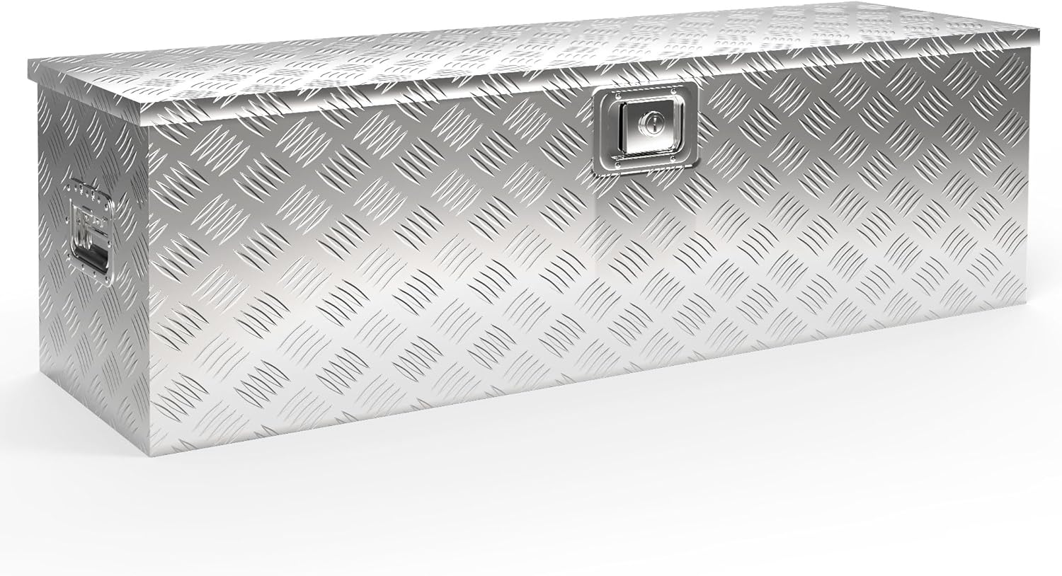 WilTec Caisse à outils en aluminium, 124 x 37 x 38 cm, Argent, 170 litres, Vérins à gaz, Boîte à outils alu ondulé, poignées