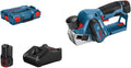 12V System rabot sans-fil GHO 12V-20 (largeur de rabotage maxi: 56 mm, avec 2 batteries de 3, 0 Ah – Bosch Professional, Bleu/Noir/Rouge, L-BOXX)