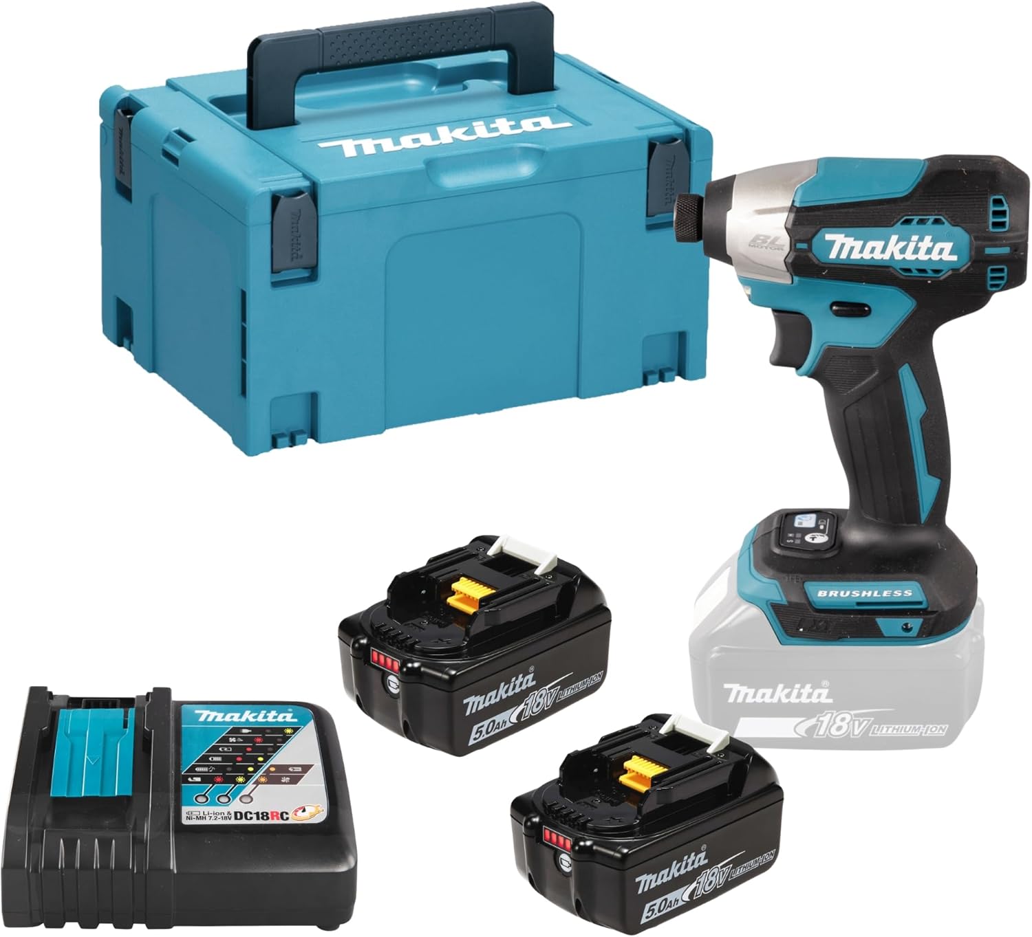 Makita DTD157RTJ Visseuse à chocs 18V LXT 140Nm, 2x5, 0 Ah, Bleu/Noir, Makita DTD157RTJ, en MAKPAC