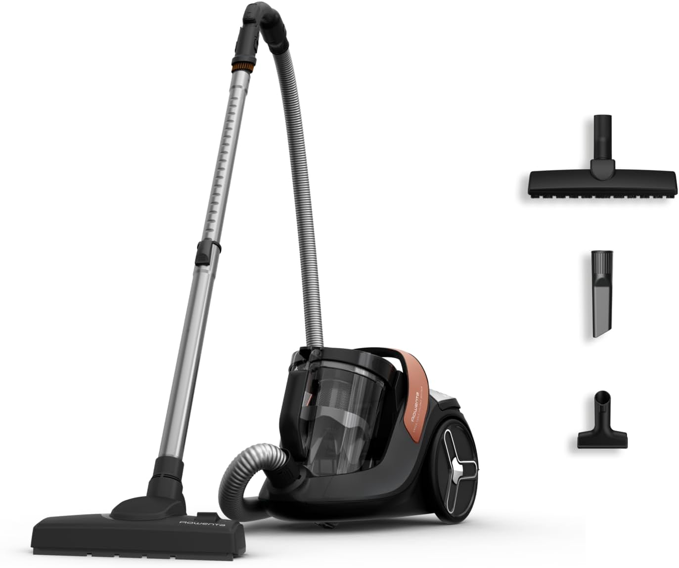 Rowenta RO7C30EA Green Force Cyclonic Effitech Aspirateur sans sac, 2, 5 L, Noir/Argent/Cuivre, 68 dB(A), Fabriqué en France RO7C30EA