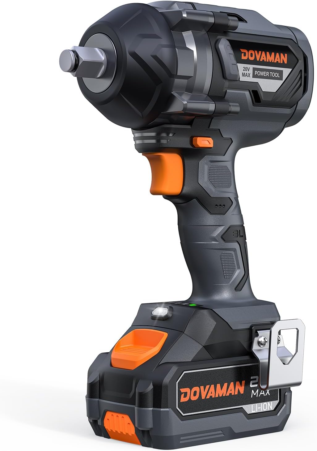 DOVAMAN TITANCE X8 Clé à chocs sans fil 20 V, 1200 Nm au desserrage, moteur brushless, batterie 4 Ah et 5 douilles