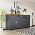Moderne Buffet 160 × 37 × 75 cm, AVCE 4 Portes et 3 tiroirs. Buffet latérale de Rangement Salon et la Salle à Manger, Gris/Bois – Sapgaks