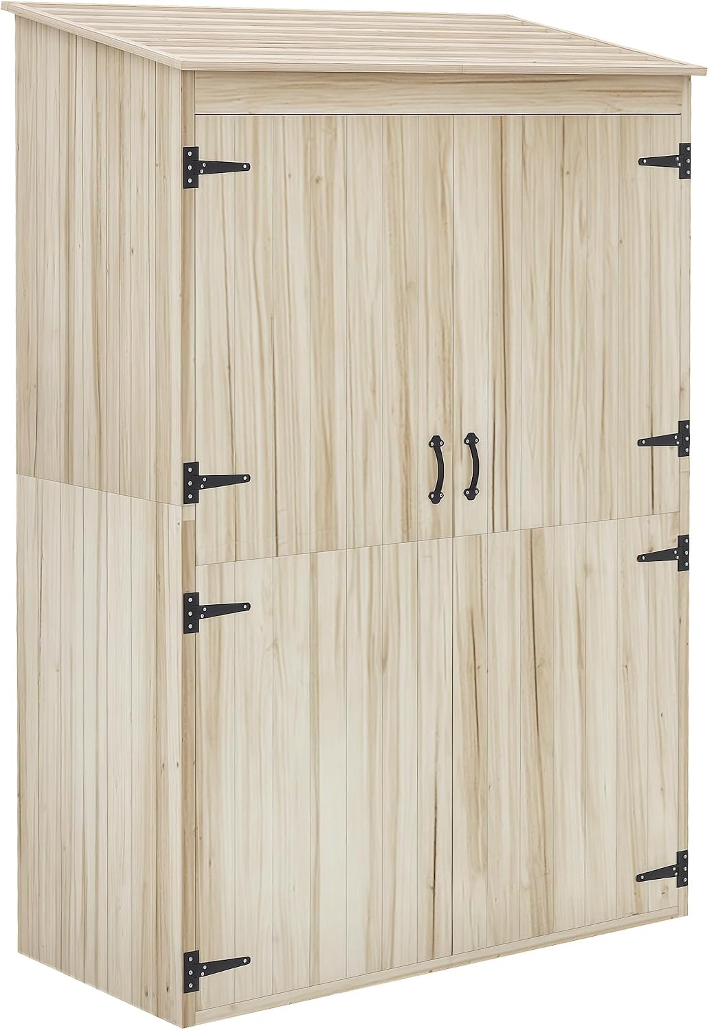 Coffre de rangement, Armoire de Jardin en Bois avec 2 Portes magnétiques – Outsunny, 2 étagères et Compartiment Droit spacieux