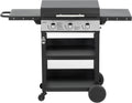 BIG HORN, BIGHORN Plancha gaz de 3 brûleurs avec chariot et couvercle, 7.2kw, Noir/Argent