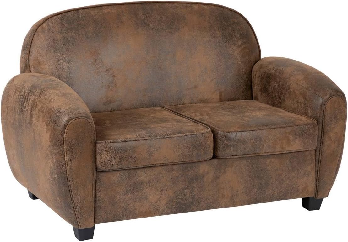 Canapé pour Salon, L 133 cm, Marron Effet Cuir Vieilli, Bureau – ATMOSPHERA CREATEUR D'INTERIEUR, Atmosphera