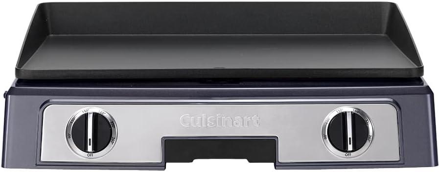 CUISINART, Plancha Entertaining Gril, Deux zones de température allant jusqu'à 260°C, Plaque de Cuisson Teppanyaki pour la maison, Noir/Argent