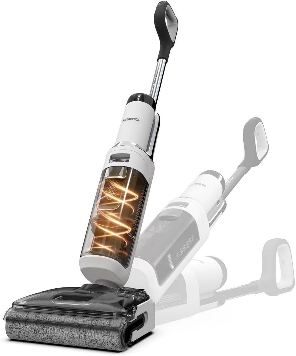 Tineco Floor One Stretch S6 Aspirateur Laveur, portée à Plat 180°, Blanc/Noir, Auto-Nettoyage Flashdry à 70°C en 5 Min, 40 Min d'autonomie