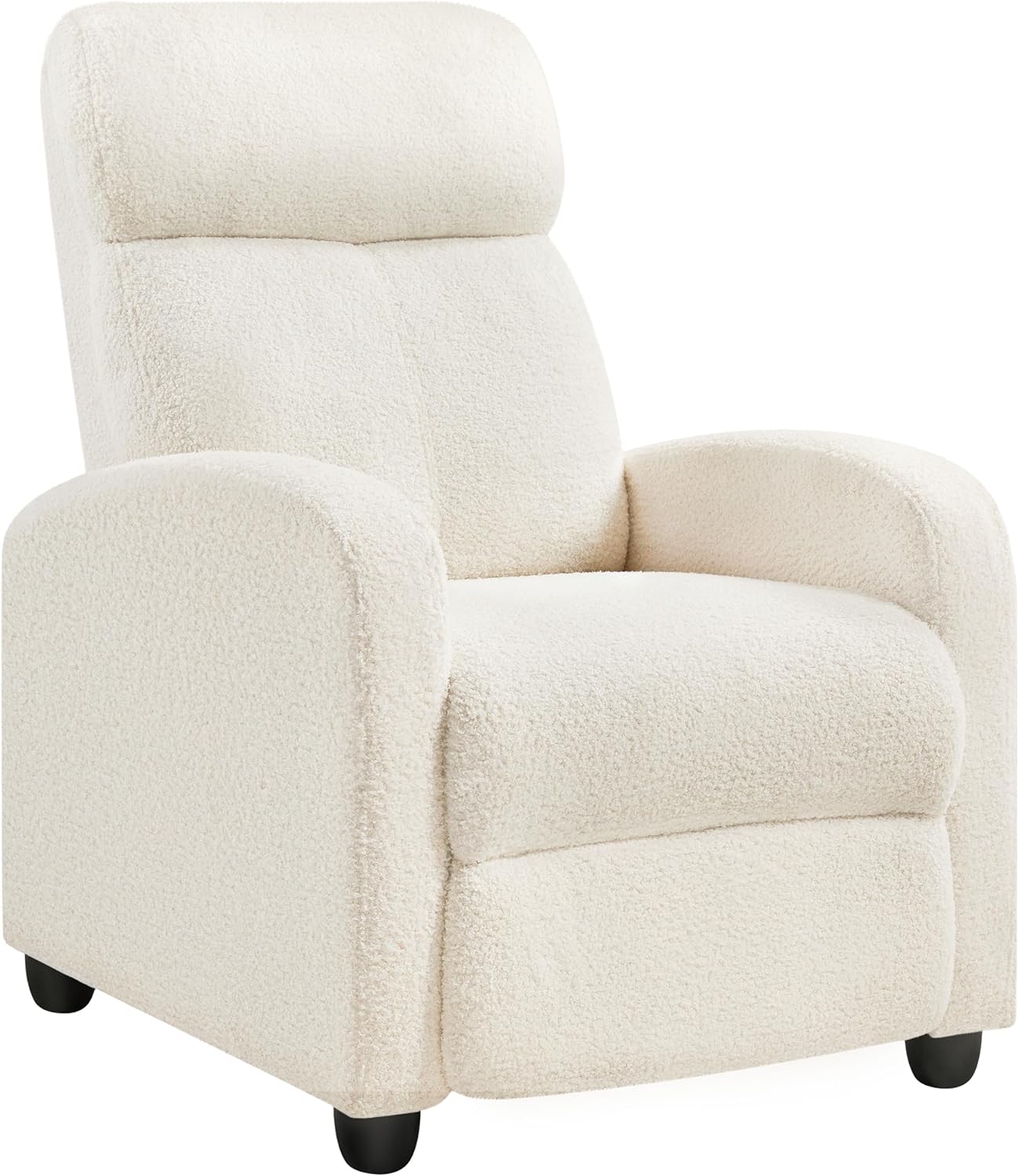 Fauteuil, Fauteuil de Relaxation Chaise de Détente Siège de Canapé Fauteuil en Tissu Bouclette Doux, Ivoire – Yaheetech