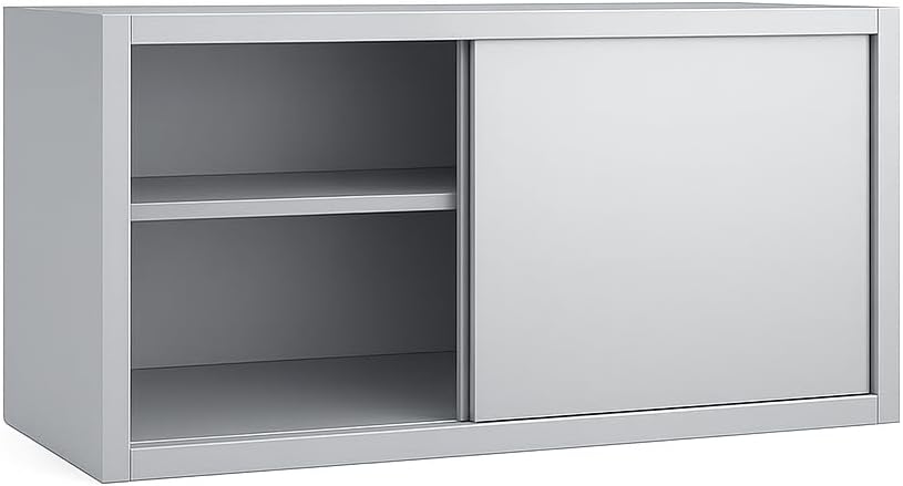 Rangement suspendus, 1200 x 400 x 600 mm, Gris, Portes Coulissantes, Structure Démontable, Finition Lisse Facile à Nettoyer