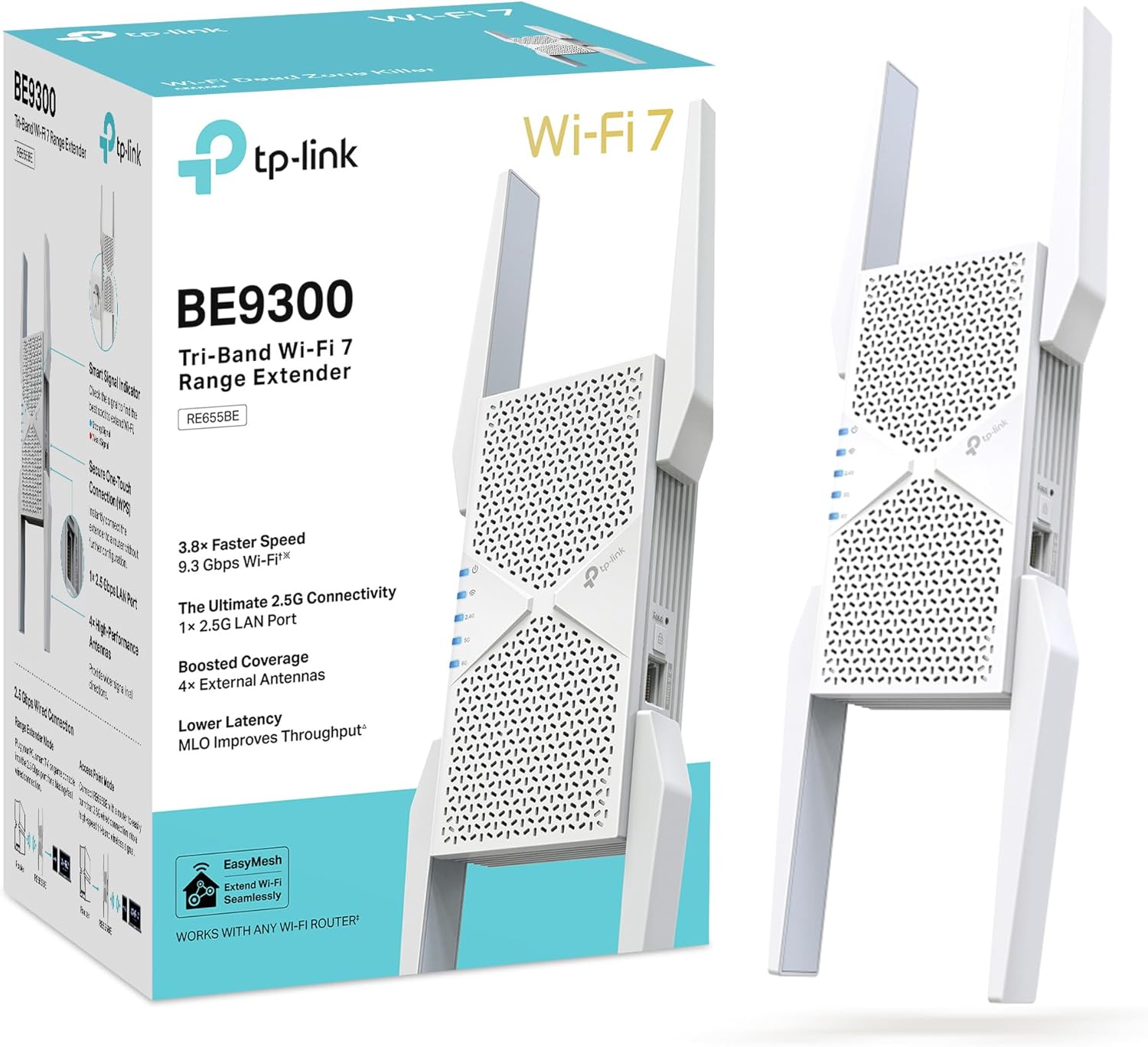 Répéteur, Profitez du WiFi 7 sans Changer Votre Box – TP-Link, Blanc, 1 Port 2.5 Gigabit, Compatible avec Les Box Internet, MU-MIMO
