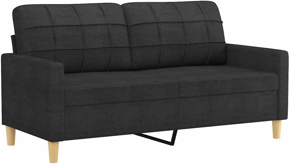 Canapé à 2 Places Noir 140 cm Tissu, sièges de Salon – vidaXL, canapé à Deux Places, canapé, canapé rembourré, Causeuse, canapé de Salon