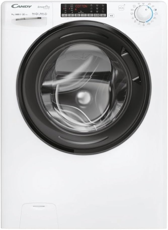 CANDY CSO496TWB6, Lave-linge, Washing Machine CSO496TWB6/1S 9Kg White, Blanc/Noir