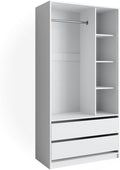 Armoire pour Enfants Elmo, 100x200cm avec 2 tiroirs, adapté au Rangement organisé des vêtements pour Enfants – Vicco, Blanc