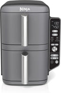 Friteuse sans huile, technologie DoubleStack cuit 4 aliments à la fois – NINJA, Gris, 10 litres, 6 en 1, design compact