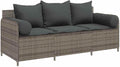 Canapé de jardin avec coussins 3 places gris résine tressée, Gris/Marron – vidaXL