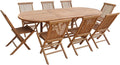 Table Ovale Extensible, 8 Places, Salon de Jardin en Teck Lombok, Bois Naturel – Happy Garden