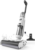 JONR ED12 ED12 Aspirateur Eau et Poussière, Aspirateur et Balai à Franges sans Fil 4 en 1, pour Sols Durs, Noir/Blanc/Gris, Poils d'animaux