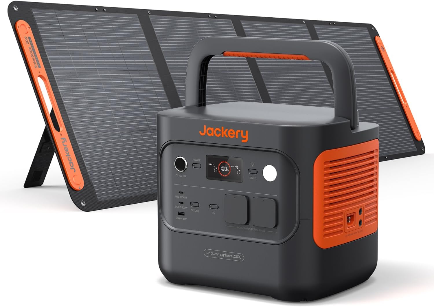 Jackery Explorer 2000 v2 Station électrique portable 2042 Wh 2200 W, LiFePO4, panneau solaire 200 W, UPS 20 ms