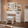 Coiffeuse, Coiffeuse avec Miroir et Tabouret Blanche, Blanc – YITAHOME