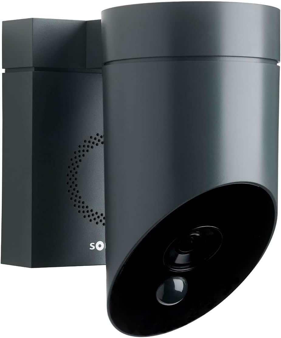 Caméra de surveillance, Sirène intégrée de 110 DB, Caméras avec détection de Mouvement Intelligente – somfy, Noir/Gris, 1875326
