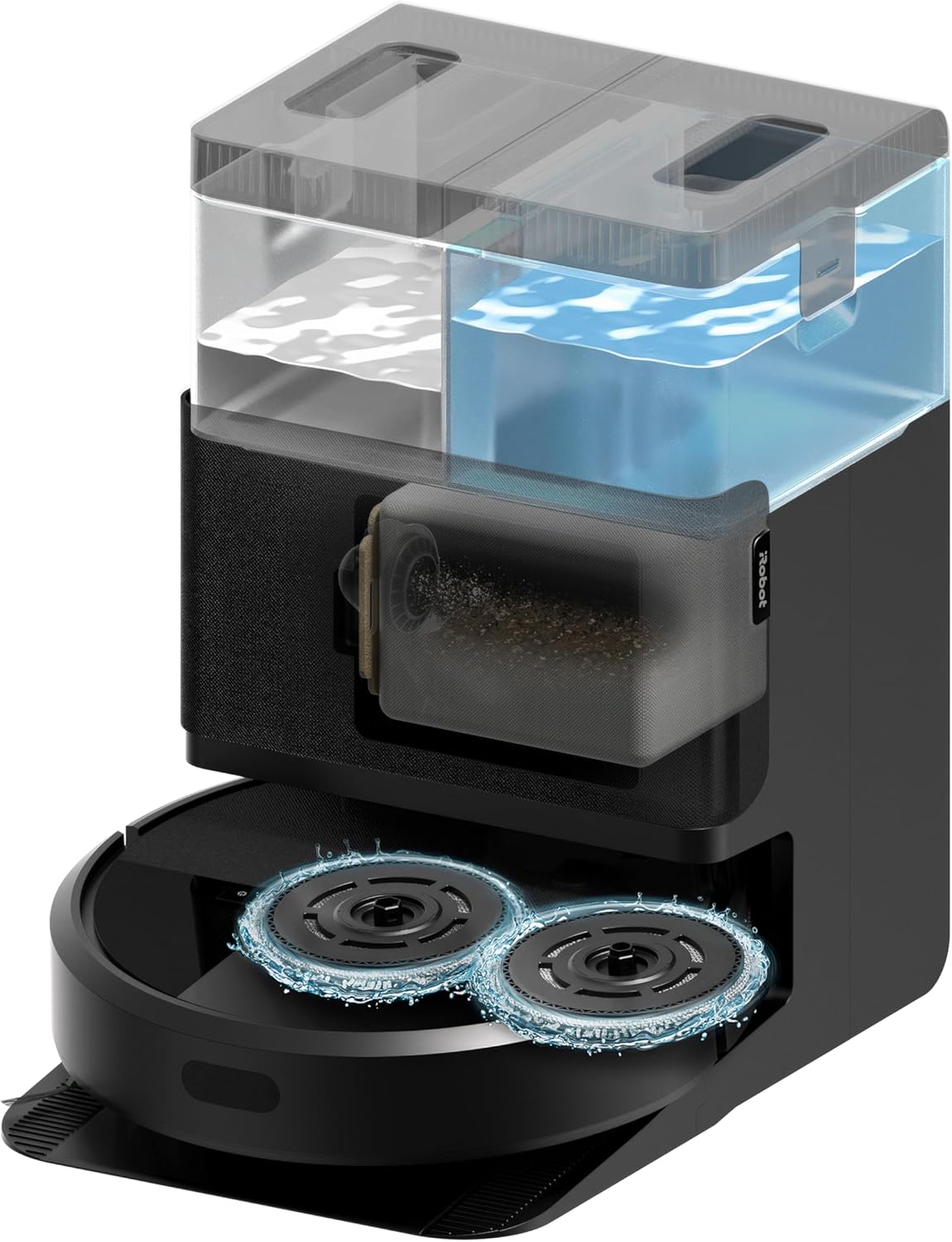 iRobot Roomba Plus 405 Combo Robot + AutoWash, 75 Jours d'autovidage, LiDAR Clearview, Double Lavage avec SmartScrub, Noir, Base Multifonction
