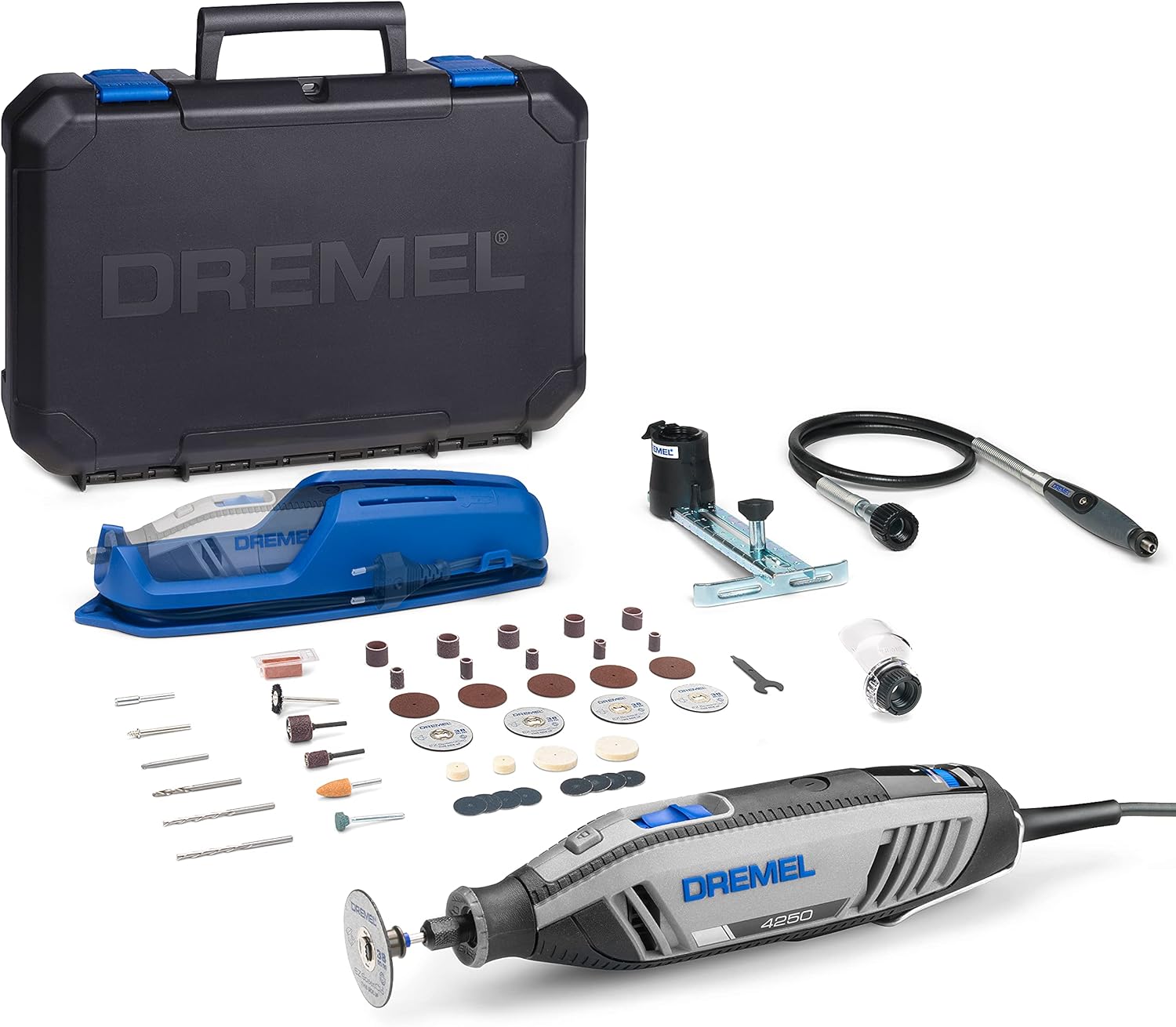Dremel Outil rotatifs multifonction, Noir/Bleu/Gris, Poncer, Percer, Nettoyer, Sculpter, Polir, Graver, Meuler, Défoncer