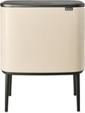 Brabantia, Grande Poubelle pour la Cuisine, 54 x 31 x 68 cm, Beige/Noir, Bo Touch Bin 36L, Ouverture Soft-Touch, Seau Intérieur Amovible