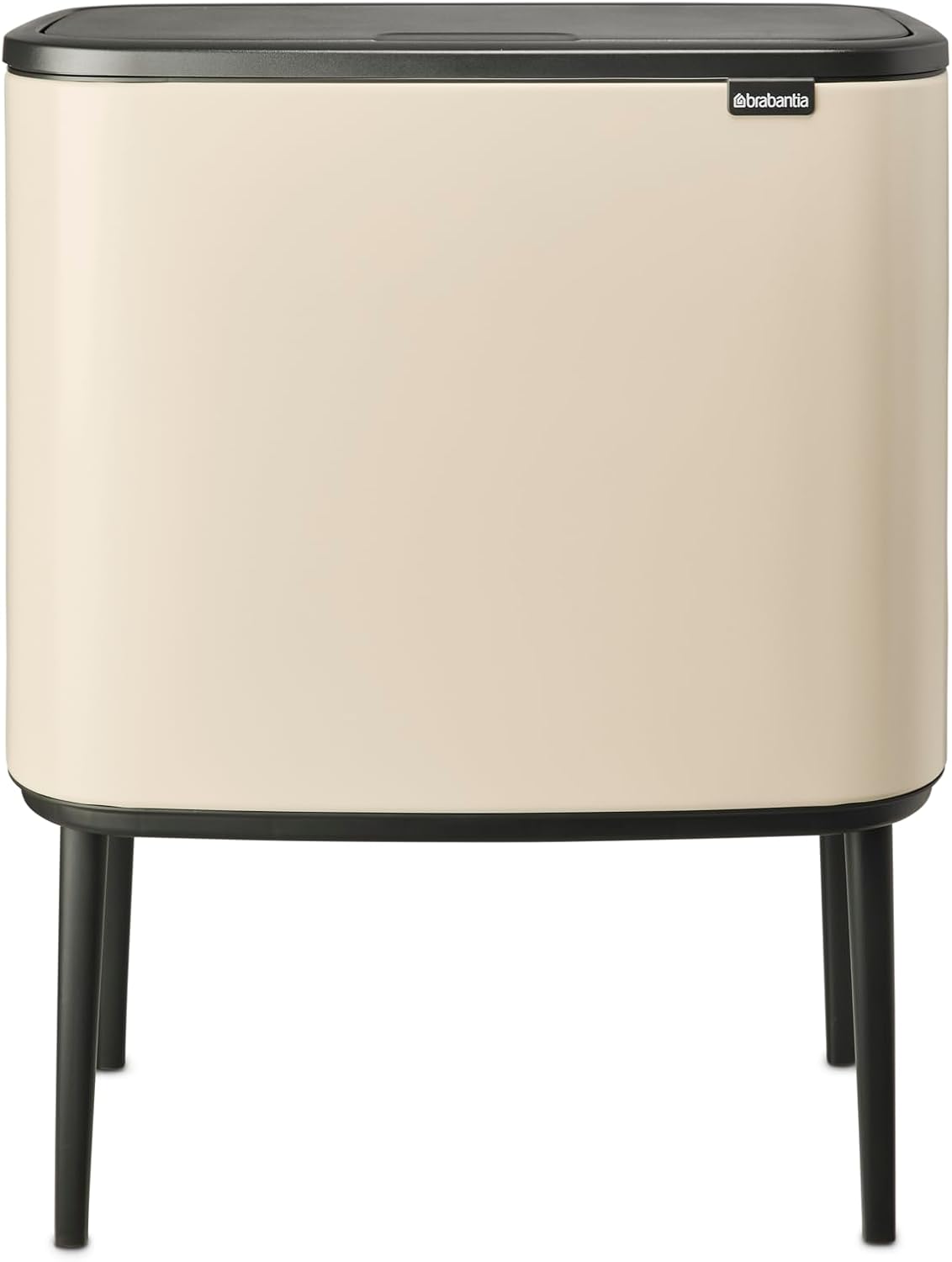 Brabantia, Grande Poubelle pour la Cuisine, 54 x 31 x 68 cm, Beige/Noir, Bo Touch Bin 36L, Ouverture Soft-Touch, Seau Intérieur Amovible