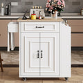 Îlot de rangement mobiles, Desserte îlot de Cuisine sur Rallonge et Prises Électriques 66x40(60) x90 cm – Sapgaks, Blanc/Bois