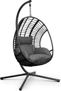 Siège suspendus, Jusqu'à 150kg, Chaise Suspendue avec Support, pour Intérieur et Extérieur – Swoods, Noir/Gris Foncé, Gris foncé